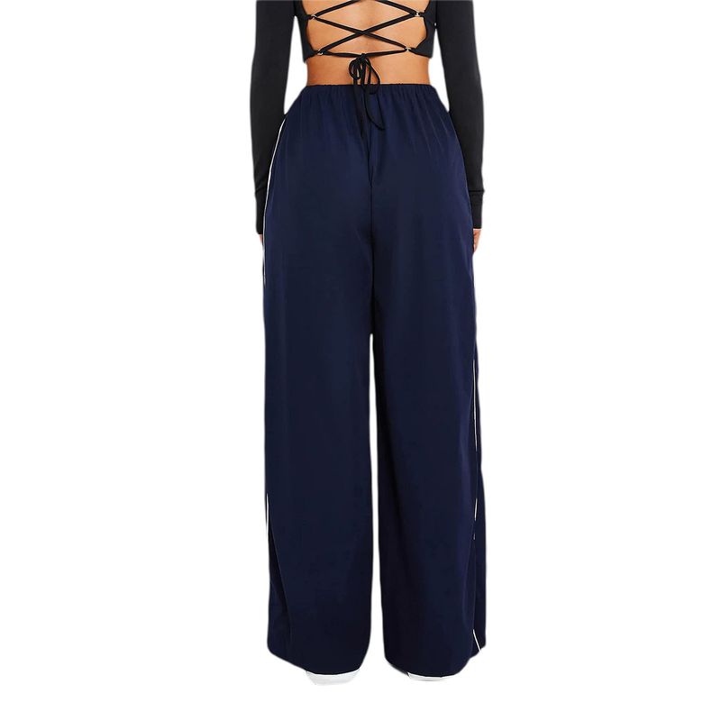 European And American New Personalized Two Side Drawstring Leisure Elastic Waist Multi Color Long Pants_voghion.com