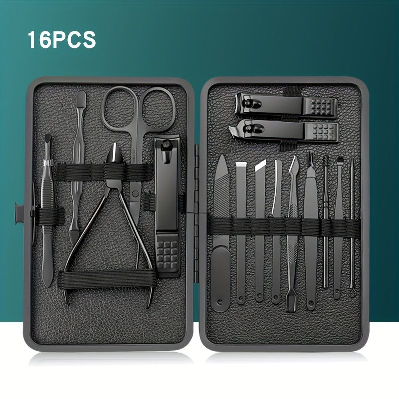 7/10/12/18/20/24PCS Set Professional Manicure Set Kits Stainless Steel Fingernail Toenail Clippers Set With Leather Portable_voghion.com