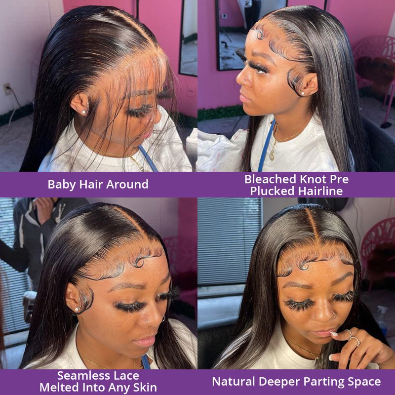 vendita calda vendita calda 30 40 pollici dritto anteriore 13x4 Glueless pre-pizzicate trasparente pizzo frontale parrucche per le donne capelli umani brasiliani_voghion.com
