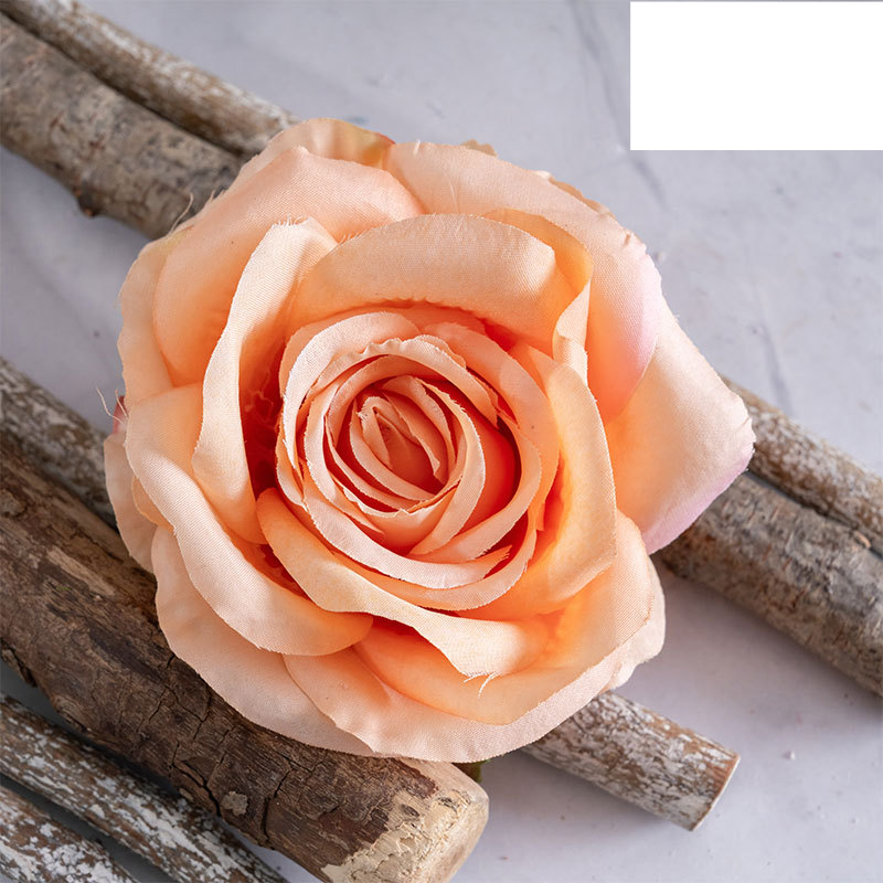 Home decoration happy rose head artificial flower hand-held flower rose wall artificial flower_voghion.com