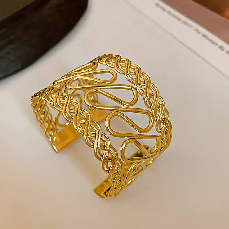Einfaches Kaltwind-Metall-Open-Nische-Übertriebenes High-Sense-Armband Persönlichkeit Hand-Accessoires_voghion.com
