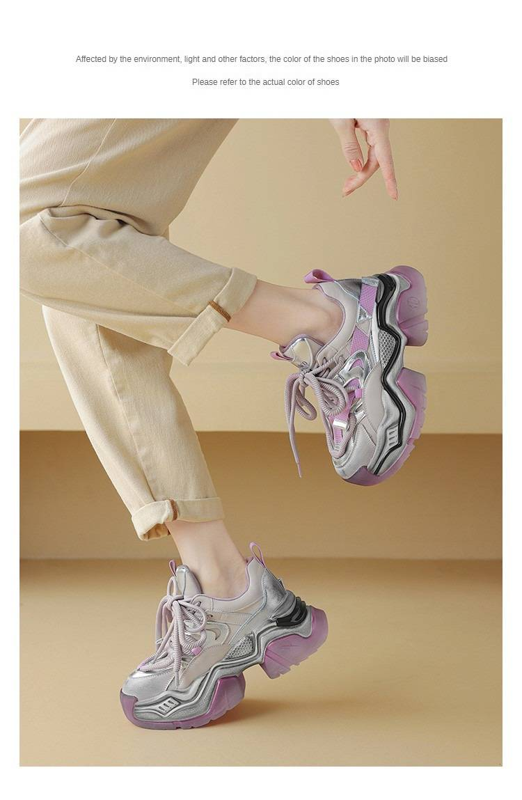 Trendy Dad-Schuhe für Damen von Cameido, Freizeitschuhe mit Plateau und dicker Sohle im Jahr 2024, Used-Look und farblich verwaschene Dirty-Schuhe._voghion.com