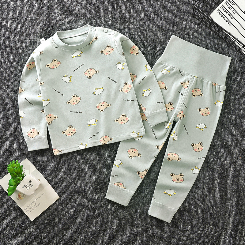 Mother & Kids Trousers Suit Pure Cotton Baby Clothes Long Sleeved Underwear High Waist Clothing_voghion.com