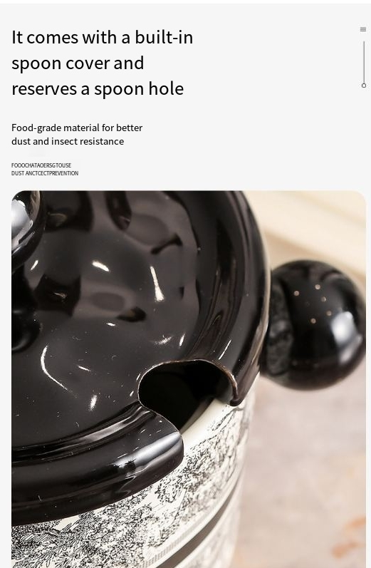 Barattolo per strutto in ceramica con cucchiaio, leggero, di lusso, con doppie orecchie, di alta qualità, con motivo a pizzico, coperto, in acciaio inossidabile, con filtro, per olio al peperoncino_voghion.com