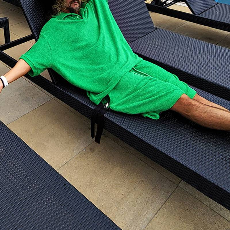 Revers-T-Shirt, Poloshirt, Sportbekleidungsset für Herren, Sommerhandtuch, lockeres Kurzarmhemd und Shorts, zweiteiliges Set_voghion.com