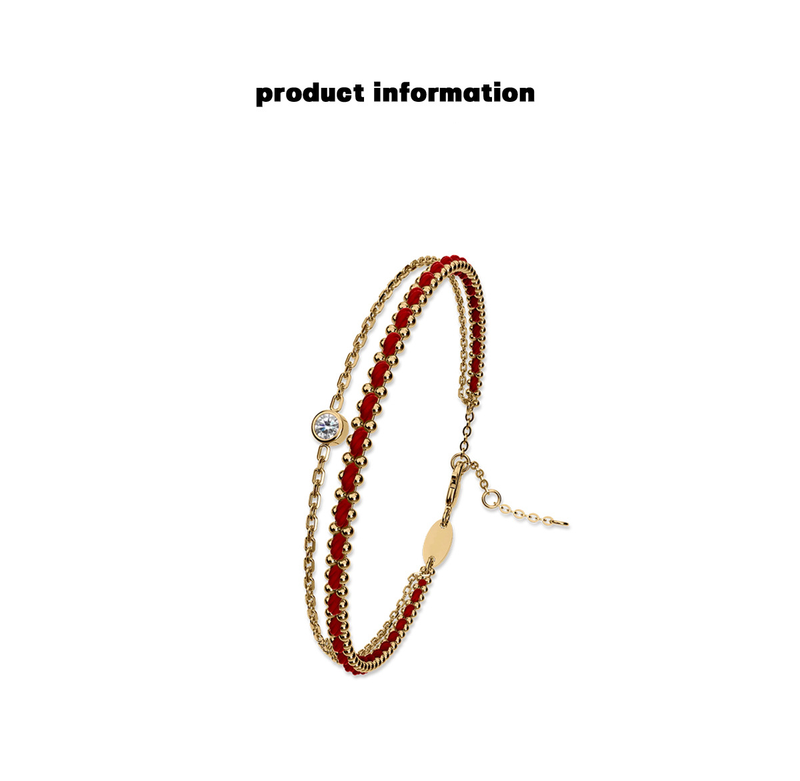 Dames sieradenontwerp met dubbele laag rode draadarmband, licht luxe, hoogwaardig ontwerp, modieus en veelzijdig, geweven handsieraden_voghion.com