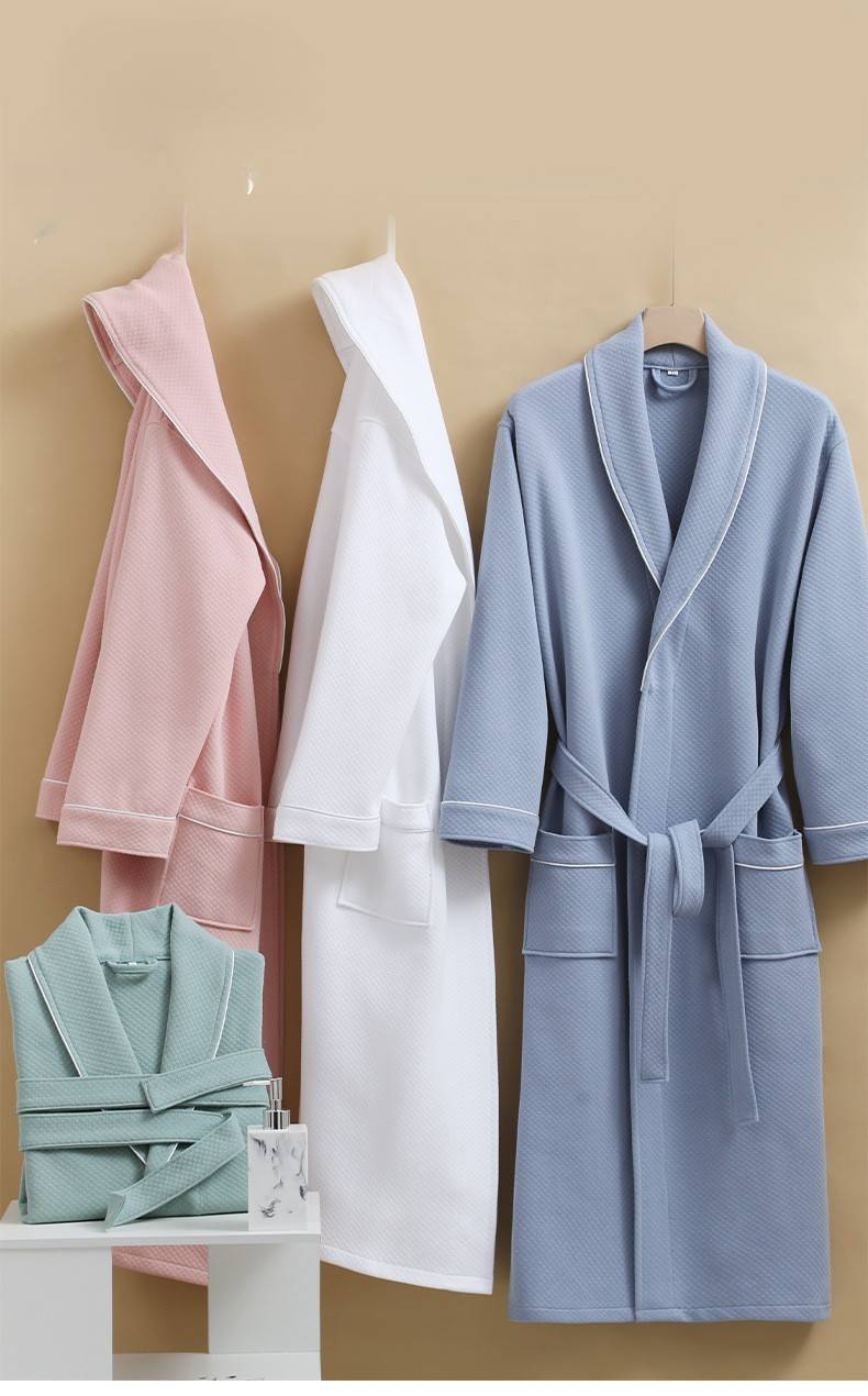 Accappatoio per hotel autunno e inverno quattro stagioni con strato d'aria in cotone, calda camicia da notte per coppia, accappatoio assorbente, accappatoio monopezzo_voghion.com