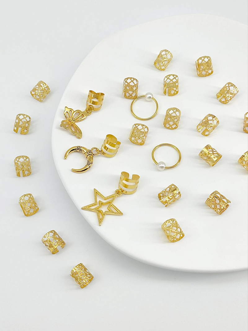 Fashionable Unique Metal Open Hair Clip, Stage Photoshoot Braid Hair Ring, Butterfly Pendant Hair Accessory_voghion.com