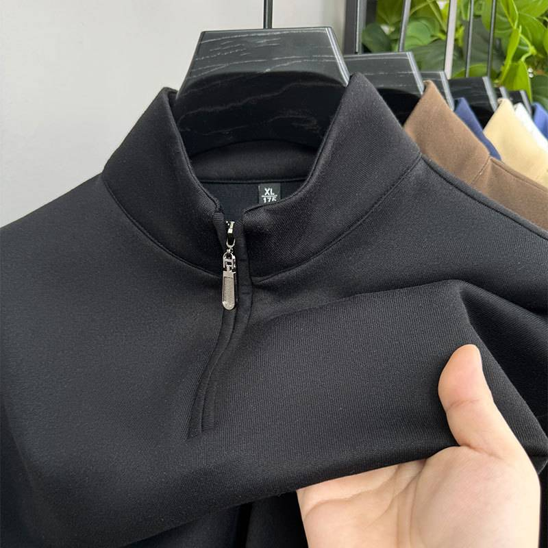 Herren-Sweatshirt mit Stehkragen und halblangem Reißverschluss, langärmlig – Pullover aus atmungsaktiver Baumwollmischung für Freizeit und Sport (mehrere Farben und Größen)_voghion.com