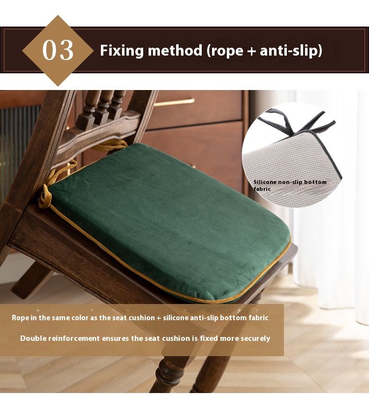 Cuscino antiscivolo per sedia da pranzo in velluto di poliestere - Cuscino lavabile con nodo a cavallo per casa e ufficio (42x45 cm, giallo scuro, imbottitura in cotone rigido)_voghion.com