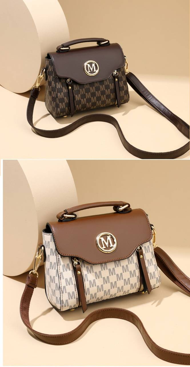 Vintage-Inspired Structured Shoulder Bag For Women - Classic Retro Crossbody & Handbag With Zipper Closure, PU Leather, Medium Size_voghion.com