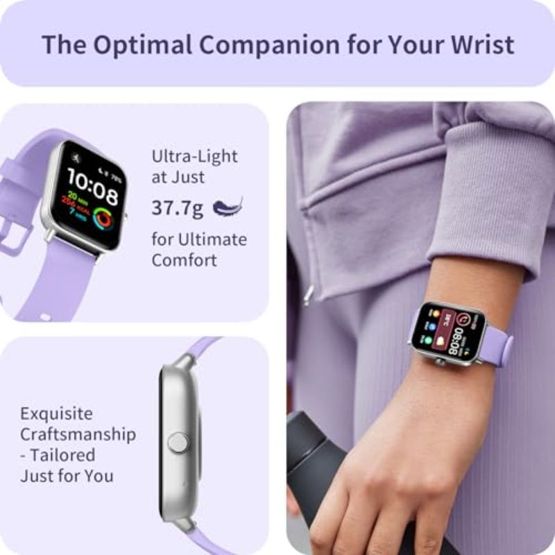 Montre connectée pour femme, compatible iPhone et Android (1.8), avec Bluetooth, réponse aux appels, Alexa intégrée, suivi du sommeil et de la condition physique, avec plus de 110 notifications._voghion.com