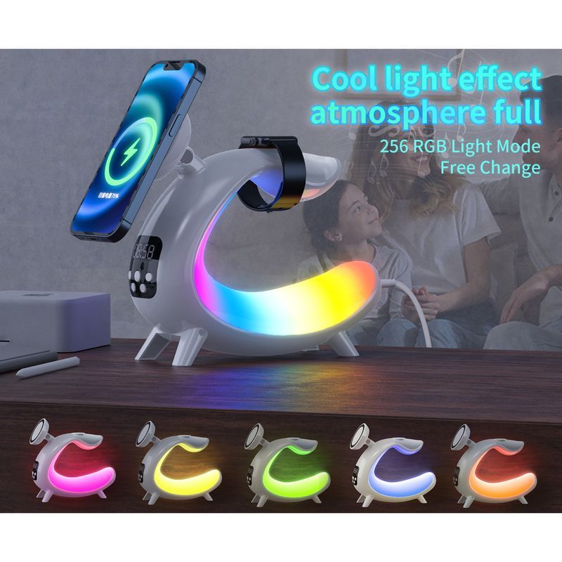 Cross-Border 6-in-1 Wireless Charging Bedside Night Light Multifunctional Bluetooth Speaker Bedroom Sleep Companion_voghion.com