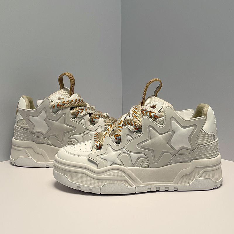 Scarpe da ginnastica alte in crema bianca con aumento di altezza e versatili, scarpe da ginnastica spesse invernali, scarpe da ginnastica alla moda da uomo_voghion.com