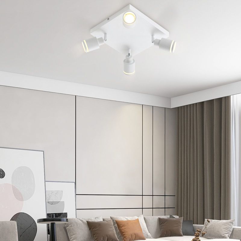 Glitzerlife Deckenstrahler Weiß Deckenleuchte 4 Flammig - Modern Schwenkbar Deckenspots GU10 Deckenlampe Eckig Metall Flurlampe In Für Büro Schlafzimmer Esszimmer_voghion.com