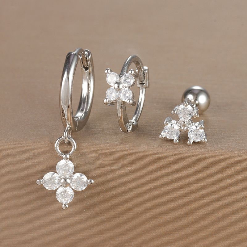 Gioielli e accessori orecchini geometrici alla moda, set di orecchini floreali con micro zirconi intarsiati, orecchini da donna leggeri e di lusso personalizzati in tre pezzi_voghion.com