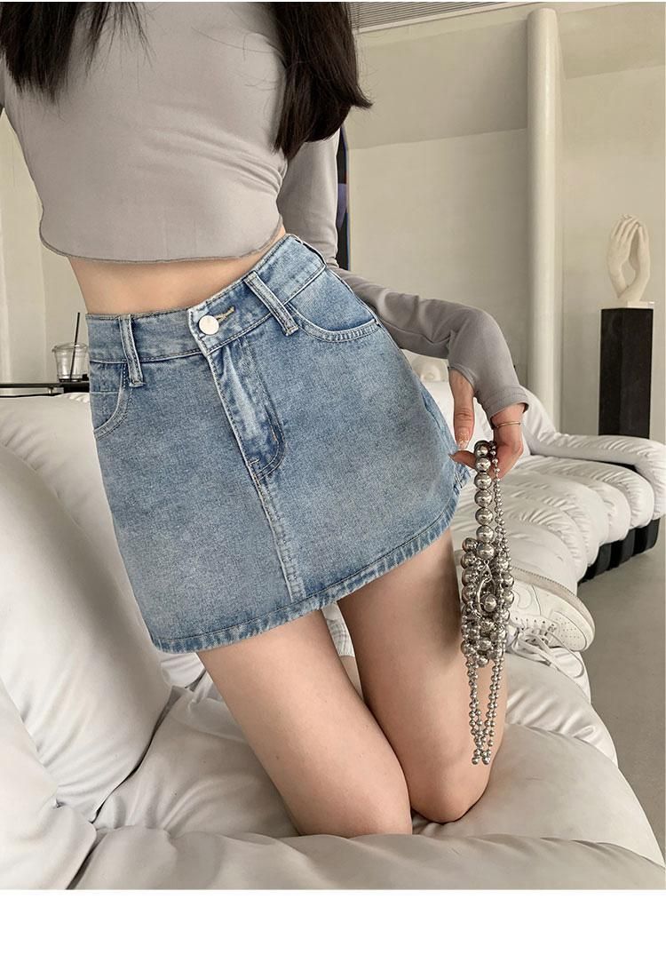 Gonna in denim da donna, modello primavera e autunno, nuova gonna nera a vita alta con linea a trapezio, abbinabile a tutti gli abiti_voghion.com