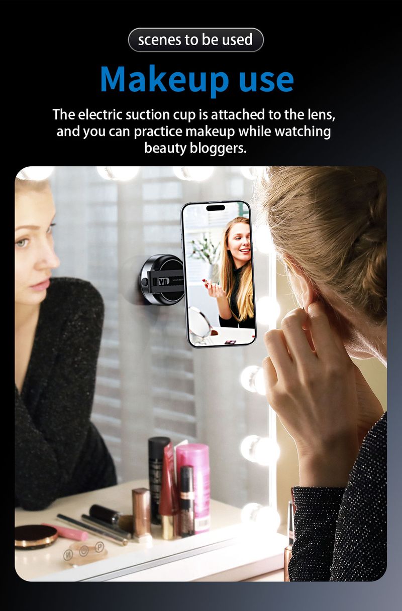 Car Phone Holder Electric Vacuum Suction Cup Telescopic Strong Magnetic Adsorption Bracket For Gym Kitchen Stand Compatible With IPhone_voghion.com