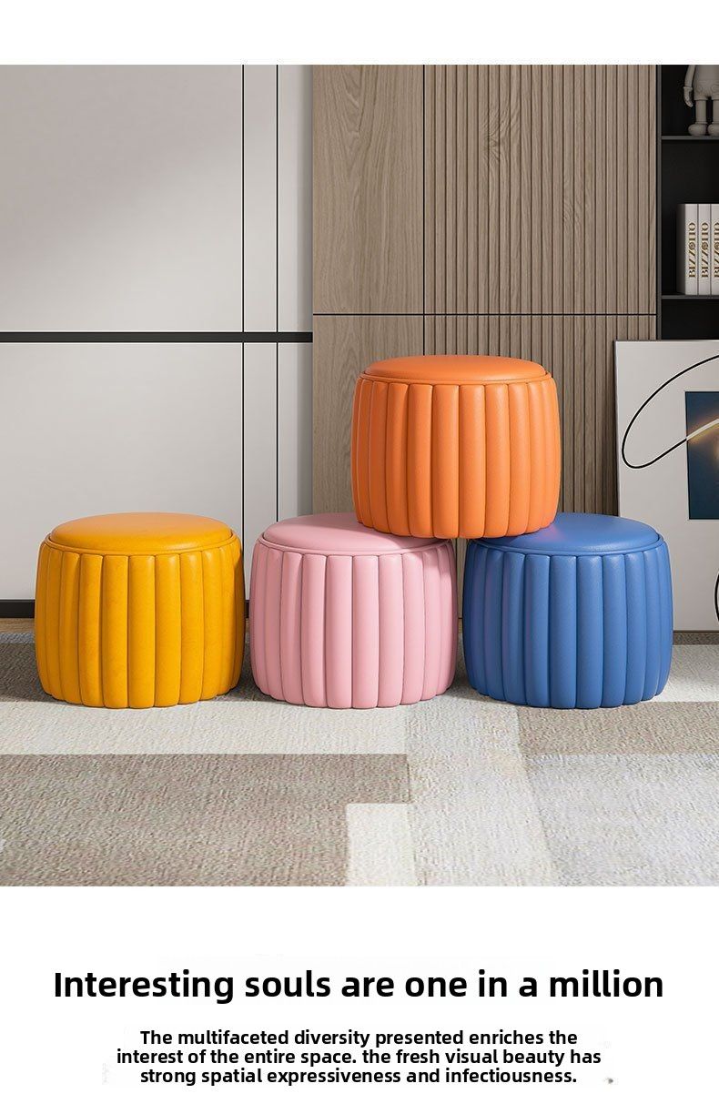 Home Low Internet Celebrity Pumpkin Small Living Room Sofa Coffee Table Round Simple Ottoman Shoe Changing Stool_voghion.com