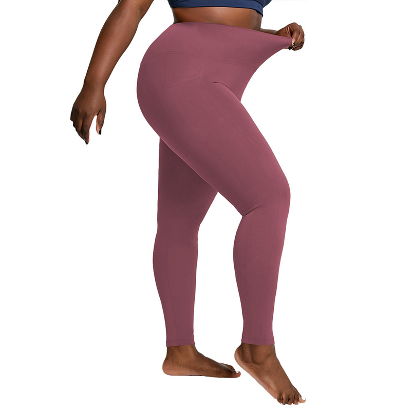 Colanți sport cu talie înaltă, cu buzunare laterale duble, mărimi mari, 1XL-5XL_voghion.com