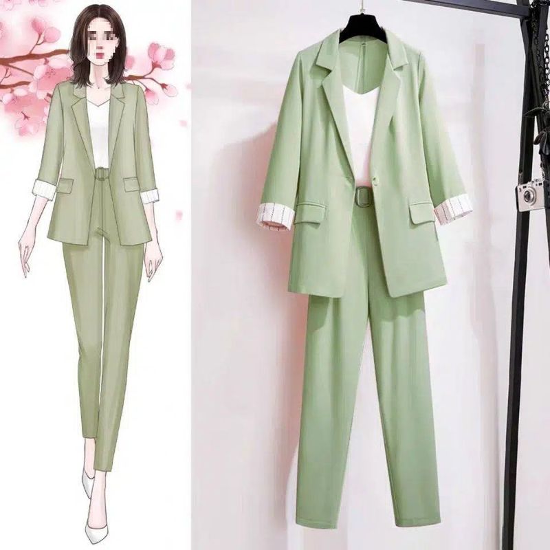 2025 Spring And Autumn New Style Suit Set Small Blazer Professional Wear Internet Celebrity Three-Piece Two-Piece_voghion.com