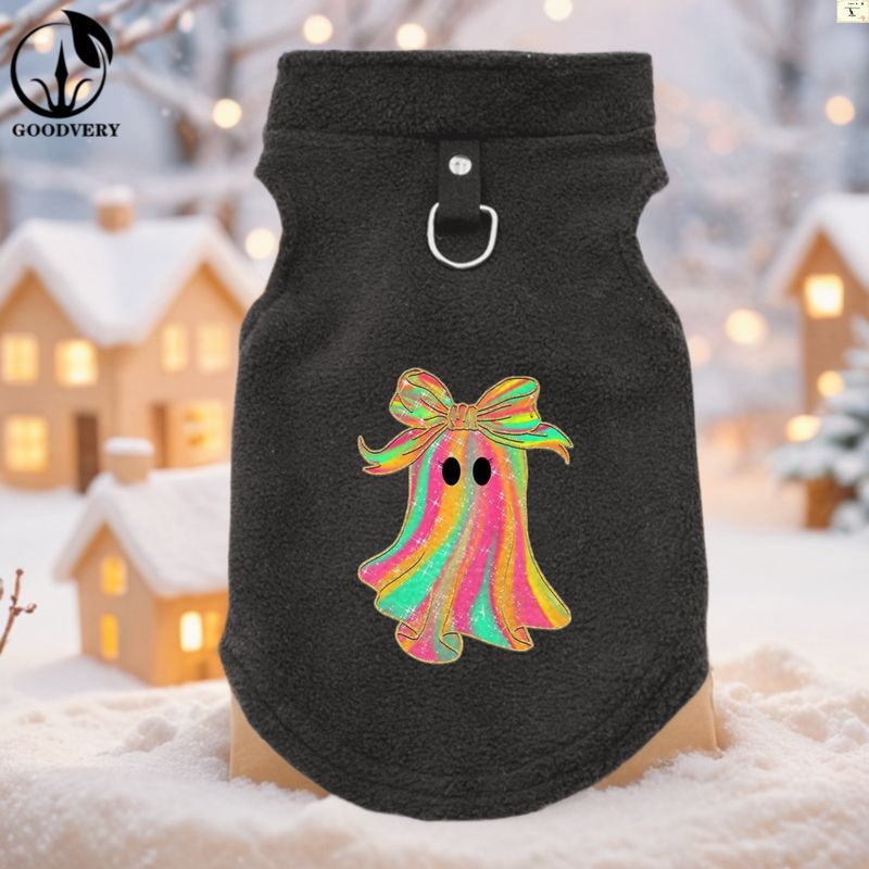 GOODVERY Halloween Style Mistery Pattern Print Pet Clothes Inverno Morbido Pile Pet Dog Clothes Puppy Clothing French Bulldog Coat Pug Costumes_voghion.com