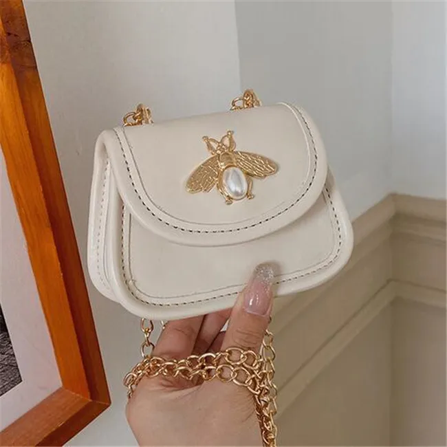 Monedero de abejas para niños, bolso de un solo hombro con cadena para niñas, bolsos de mensajero de diseñador para niños, Mini billetera de princesa para niños 2022_voghion.com