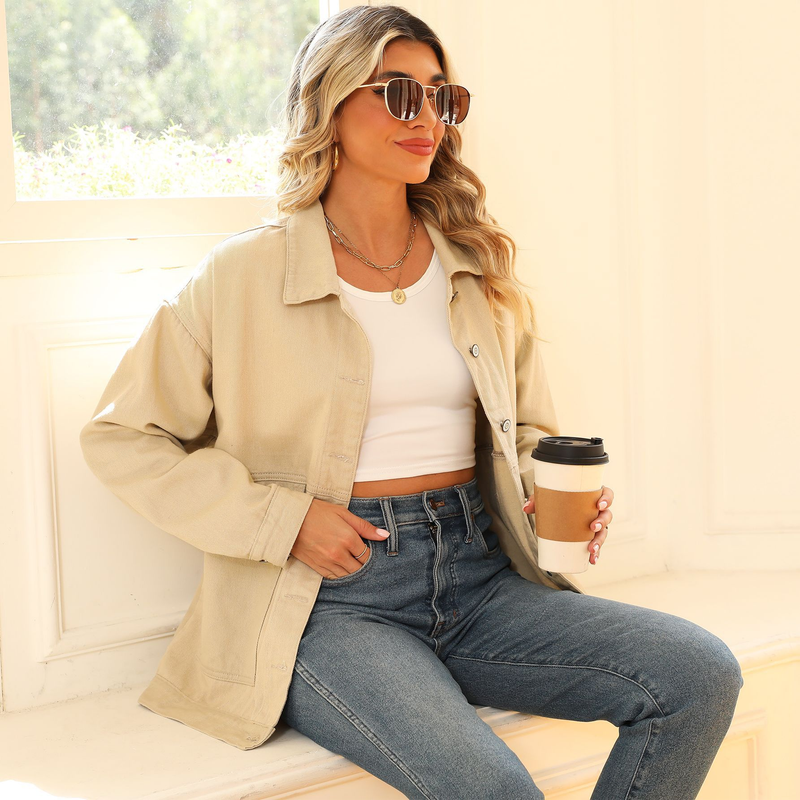 villsäiteg schlank retro klassesch locker Denim Casual Jacket Top fir Fraen_voghion.com