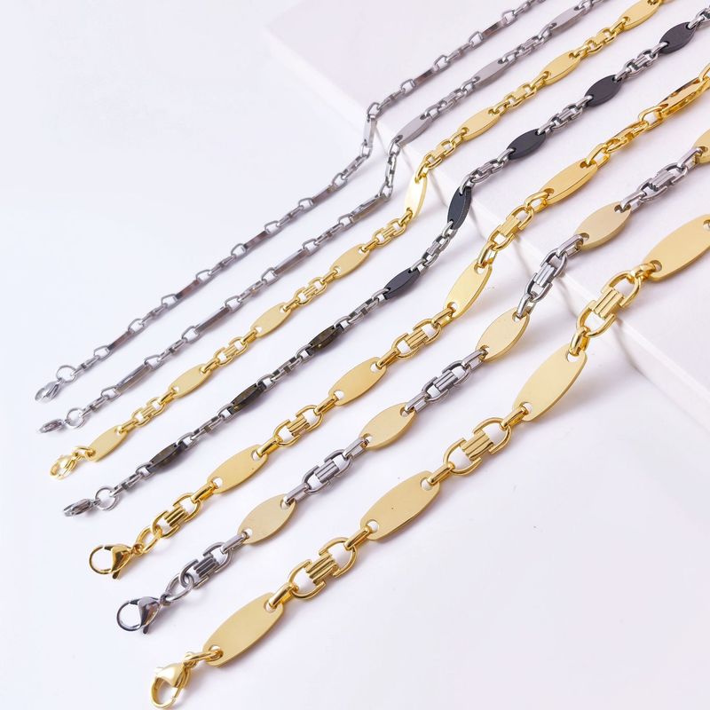 Men's Jewelry Handmade Chain Fashionable And Atmospheric Necklace Emperor Chain Smooth Stainless Steel Return Flat Link Chain Set_voghion.com