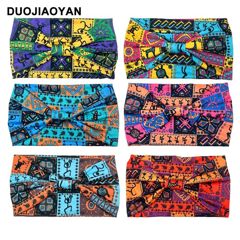 Spring and Summer New Style Knotted Cross Headband Bohemian Print Headband Elastic Headband Headband_voghion.com