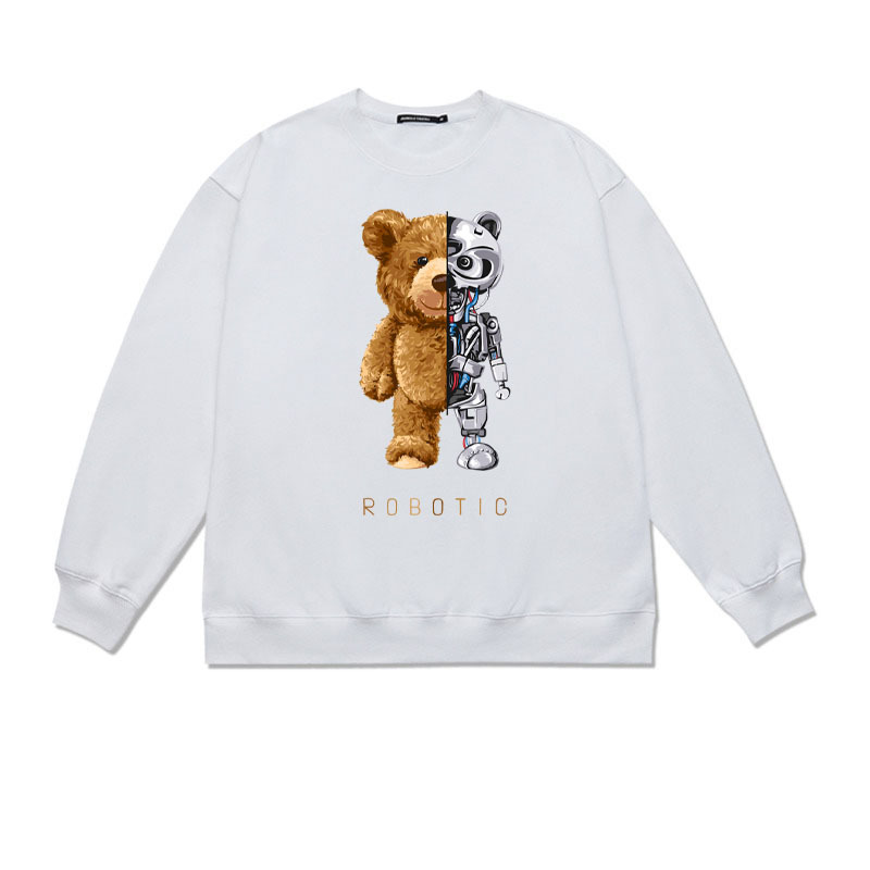 Robot da cartone animato da uomo orso nuovi top a maniche lunghe alla moda per uomo e donna casual versatile pullover girocollo felpa per coppie 280g_voghion.com