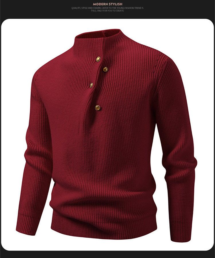 Maglione a collo alto oversize a coste da uomo – Pullover invernale in maglia (bianco/grigio/nero/bordeaux/rosa/marrone, taglie UE dalla M alla 4XL)_voghion.com