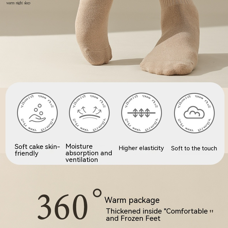 Autumn and Winter Two Bar Mid Length Socks, Winter Style Plush and Thickened Warm Towel Socks_voghion.com