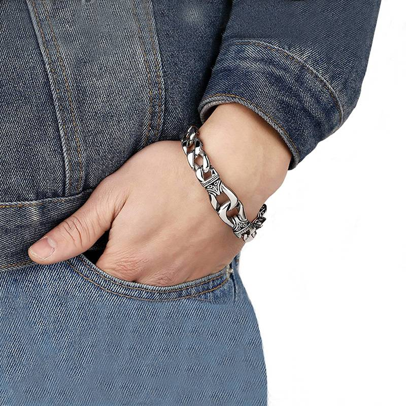 Retro Totem Cuban Bracelet Creative Men's Hip Hop Keel Bracelet_voghion.com