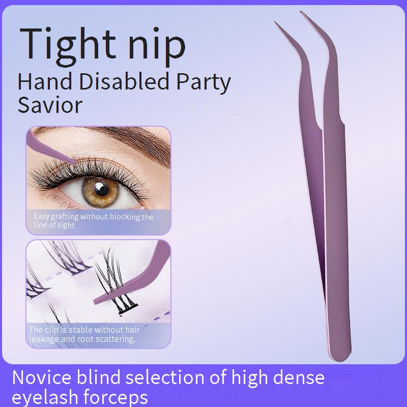 Schönheit & Gesundheit Hochdichte Pinzette für falsche Wimpern, Pfropfen, Wimpernpinzette mit Adlerschnabel, runder Kopf, goldener Federclip, Einsteigerwerkzeug_voghion.com