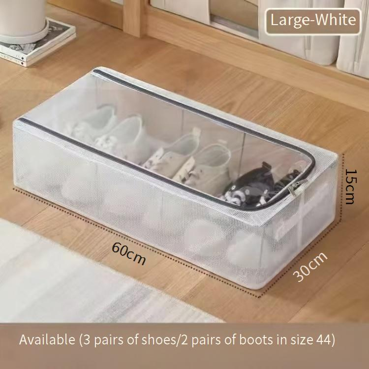 Rodinný organizér pod postel, skládací úložný box na boty, průhledný prachotěsný design, šetří místo, vejde se 6-8 párů_voghion.com