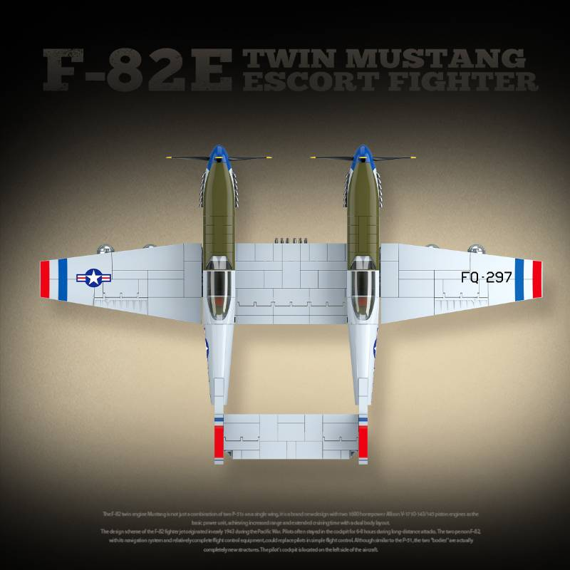 Andre verdenskrig Militær Klassisk Modell F-82 Twin Mustang Samling Ornament Byggeklosser Murstein Leker_voghion.com