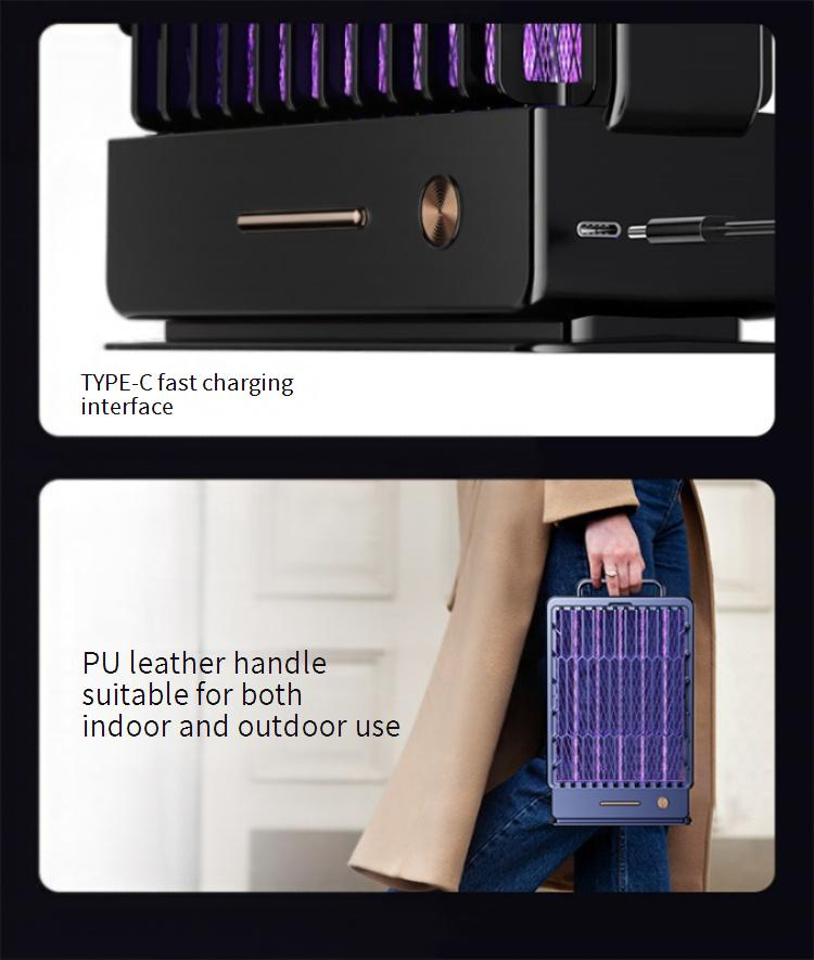 Lampe anti-moustiques électrique rechargeable – Lampe anti-insectes UV intérieure/extérieure avec technologie d'attraction automatique – Piège à insectes portable_voghion.com