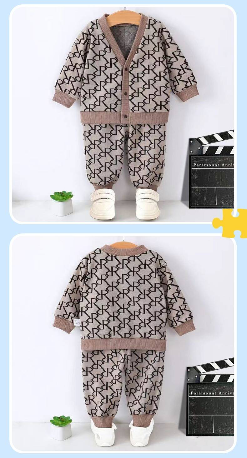 Completo tre pezzi comodo a maniche lunghe primavera e autunno per ragazzi e ragazze, cappotto alla moda per neonati, completo primavera e autunno, nuova tendenza_voghion.com