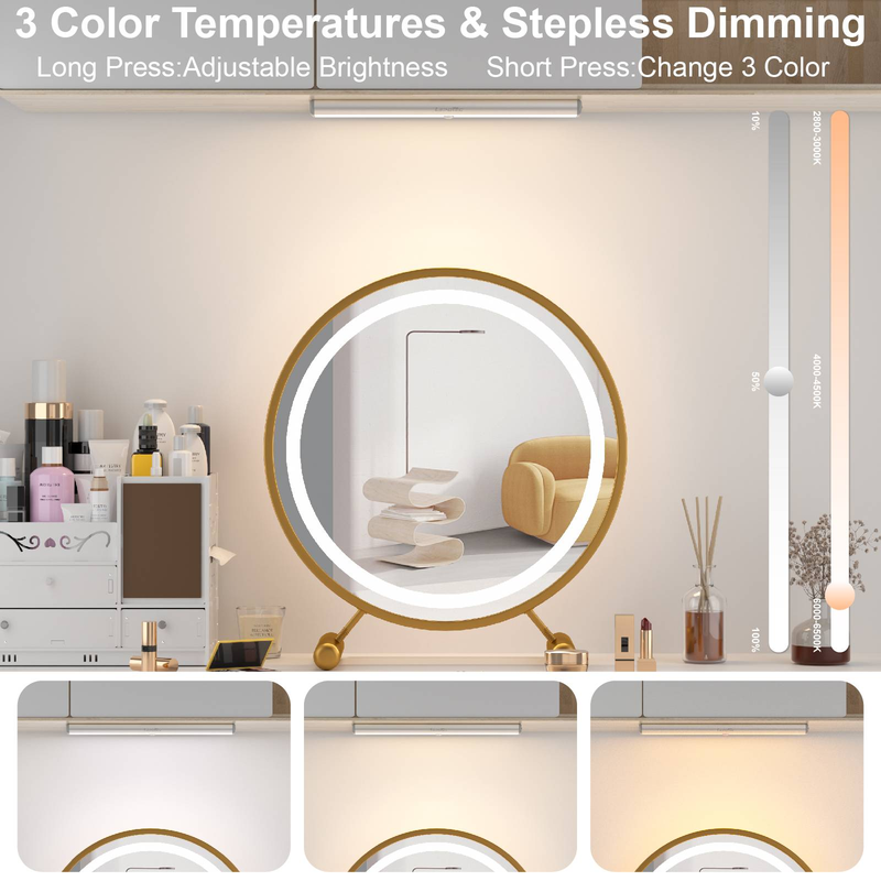 9,88 Zoll Schranklicht mit Bewegungsmelder, 24 LEDs, 3 Farben (Warm/Natur/Weiß), kabelloses, wiederaufladbares Unterschranklicht (1er-Set)_voghion.com