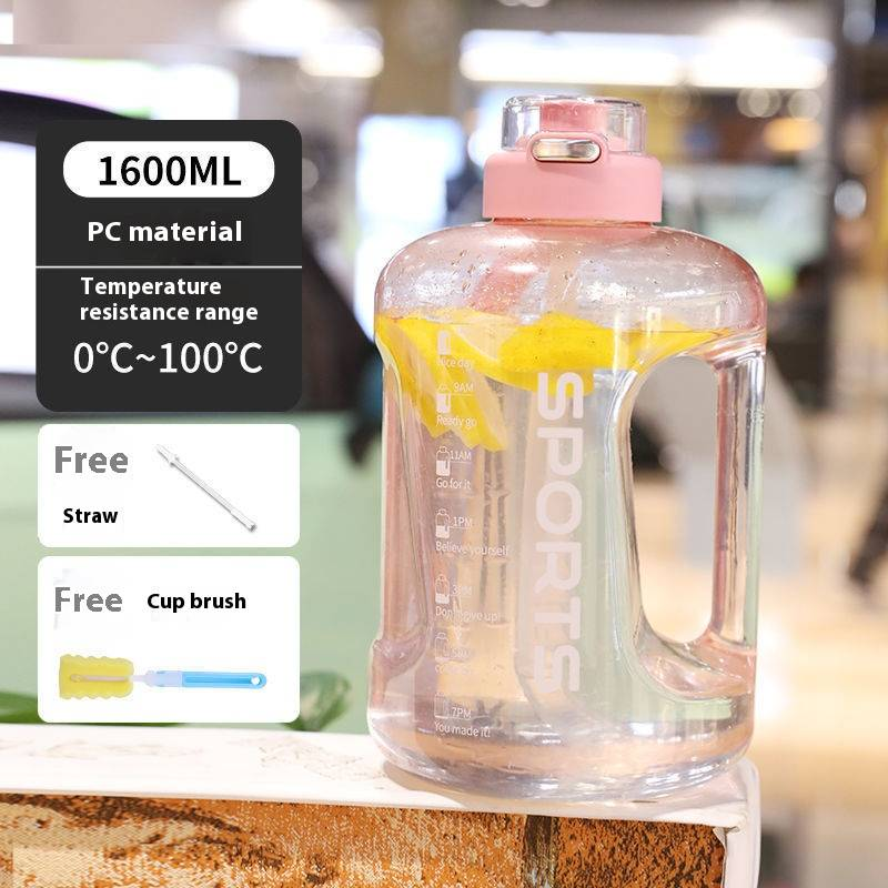 1.6L/2.5L/4L Large Capacity Sports Water Bottle – BPA-Free PC, Leak-Proof, With Carry Handle & Bonus Accessories (Brush, Strap, Straw)_voghion.com