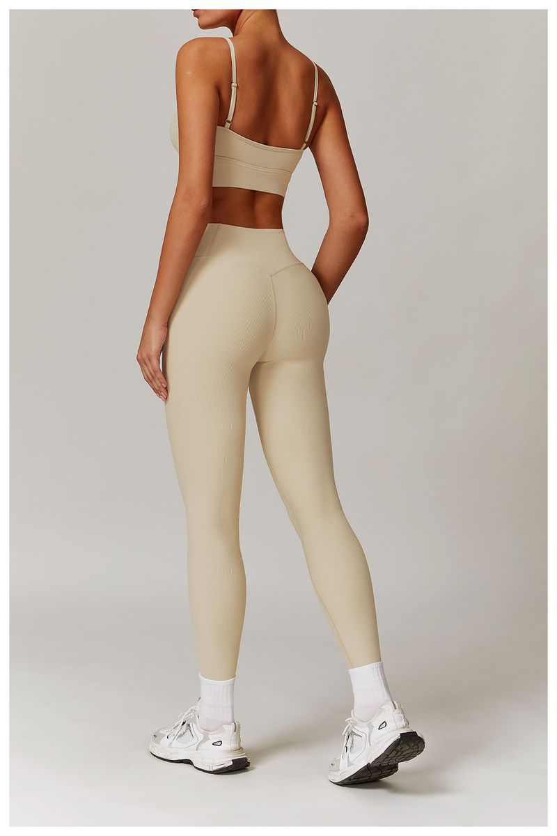 (two pieces)Zechuang Threaded Hip Lifting High Waist Yoga Outer Wear, Tight Fit Sports Abdominal Compression, Speed Drying Running_voghion.com
