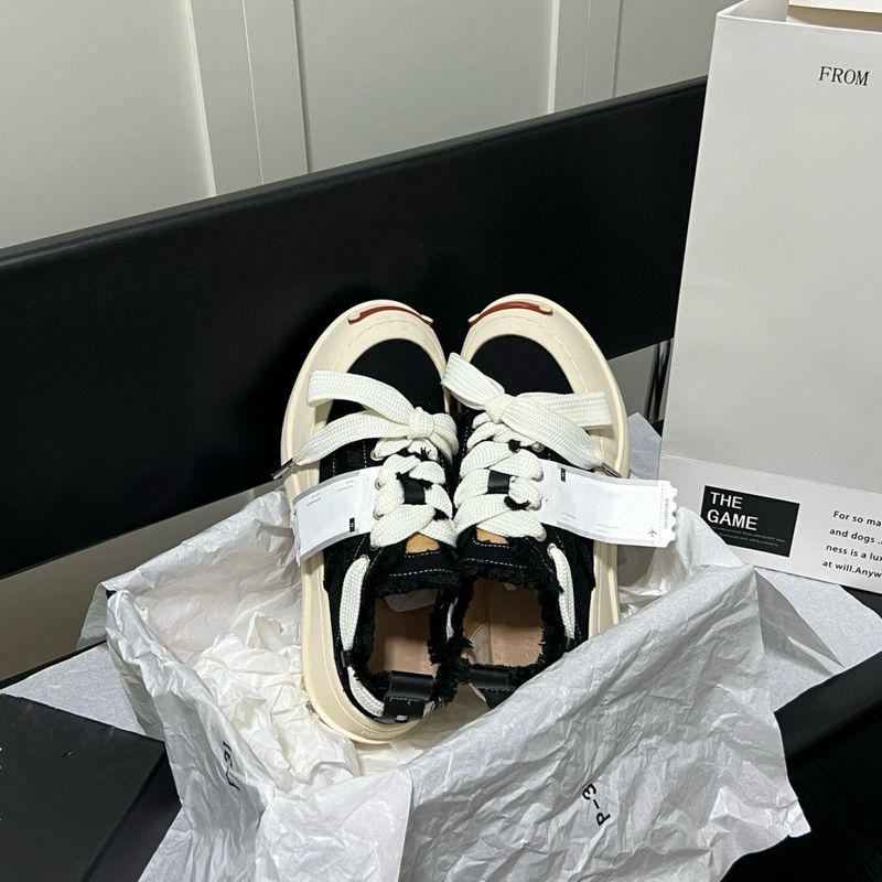 Tan Jianci's Same Style Open Smiling Canvas For Men And Women Thick Sole Heightened Cheese Cat Graffiti Big Head Couple_voghion.com