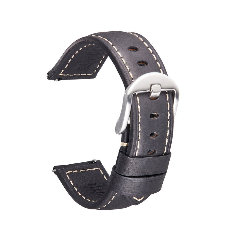 Premium Genuine Leather Watch Band For Smartwatches - 22mm Quick Release Strap, Classic Retro Design, Soft & Durable, Multiple Color Options_voghion.com