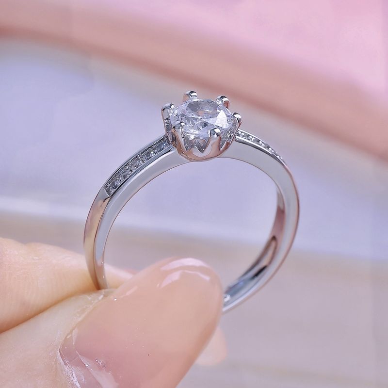 1 Carat Open Adjustable Ring - White Gold Plated Light Luxury Niche Design_voghion.com