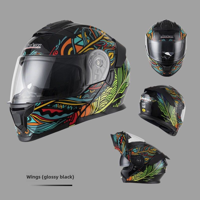 Jiekai 3C zertifizéierten Motorradhelm mat Ausstellungshelm fir Männer a Fraen, Vollhelm mat Bluetooth, Perséinlechkeet, Four Seasons, Motorrad mat groussem Schwanz, national_voghion.com