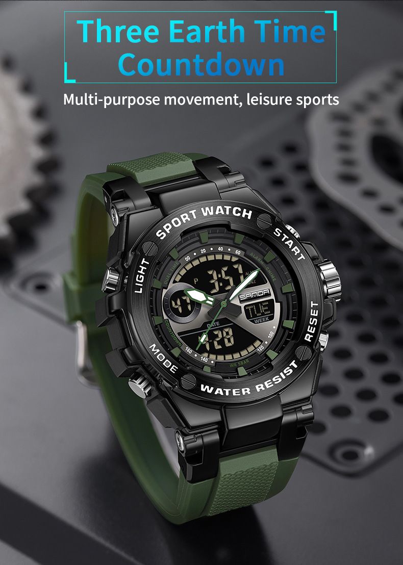 Orologio analogico digitale multifunzionale impermeabile con sveglia, cronometro e retroilluminazione a LED per studenti e amanti delle attività all'aperto_voghion.com