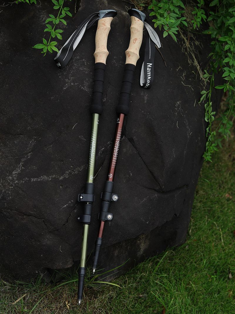 Aluminiumlegierung Dreiteiliger Teleskop-Außenverschluss Wandern Gerader Griff Kletterstock Spazierstock_voghion.com