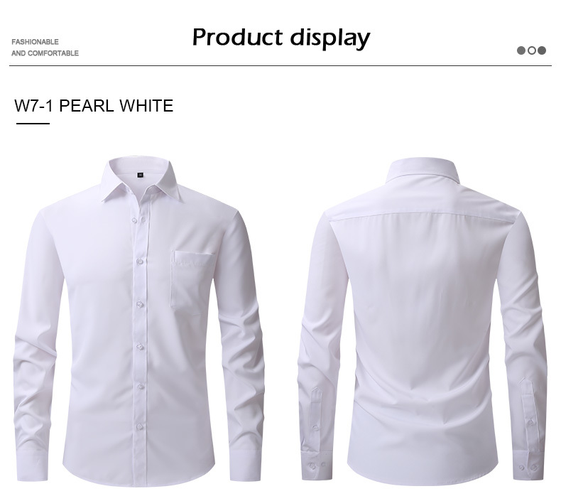 Camicia elasticizzata su quattro lati, da uomo, stile business casual, a maniche lunghe, camicia professionale da uomo_voghion.com