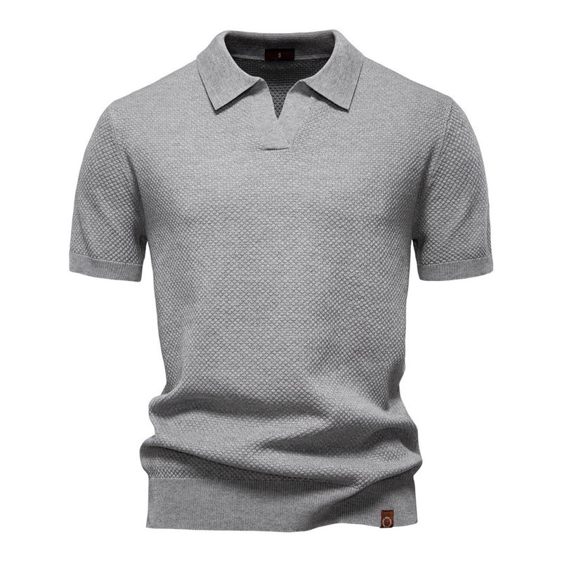 2025 Summer High Quality European Pineapple Pattern Woolen For Business, Seagull Collar, Men's Short Sleeve Sweater Polo_voghion.com